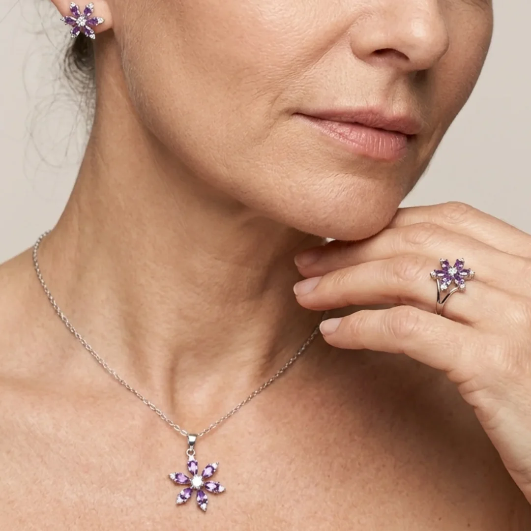 Amethyst Bloom Jewelry Set | White Gold - Image 2