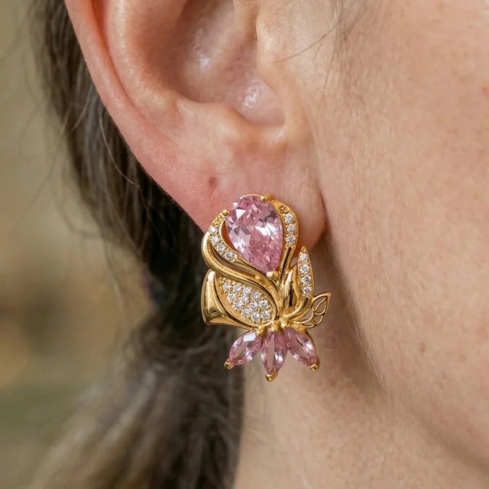 Amorette Rosepetal Earrings | Rose Gold - Image 2