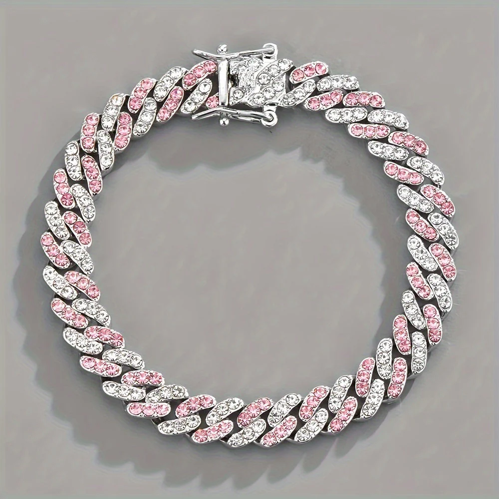 Arctic Blush Cuban Bracelet | White Gold - Image 3
