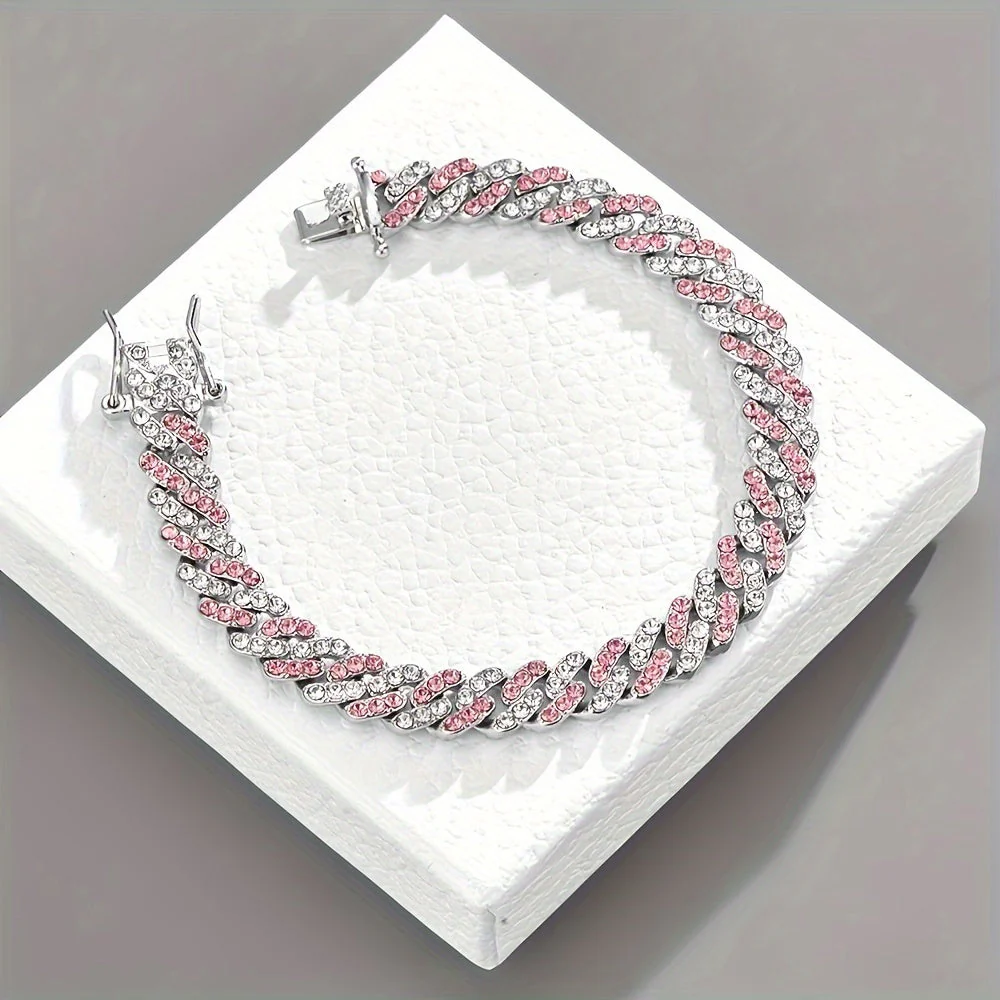 Arctic Blush Cuban Bracelet | White Gold - Image 4