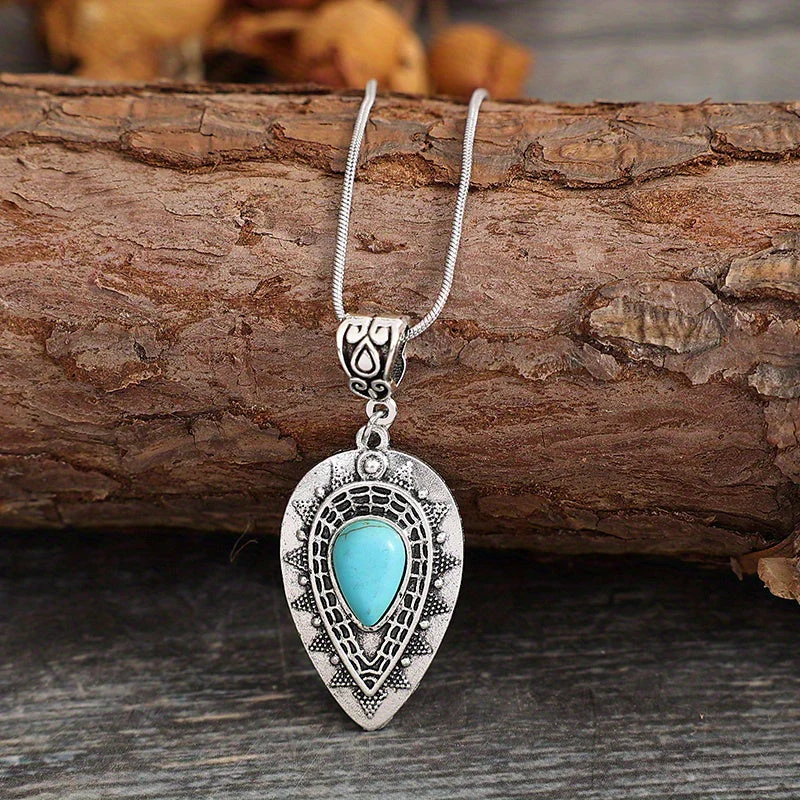 Arlisse Turquoise Teardrop Necklace | White Gold - Image 3