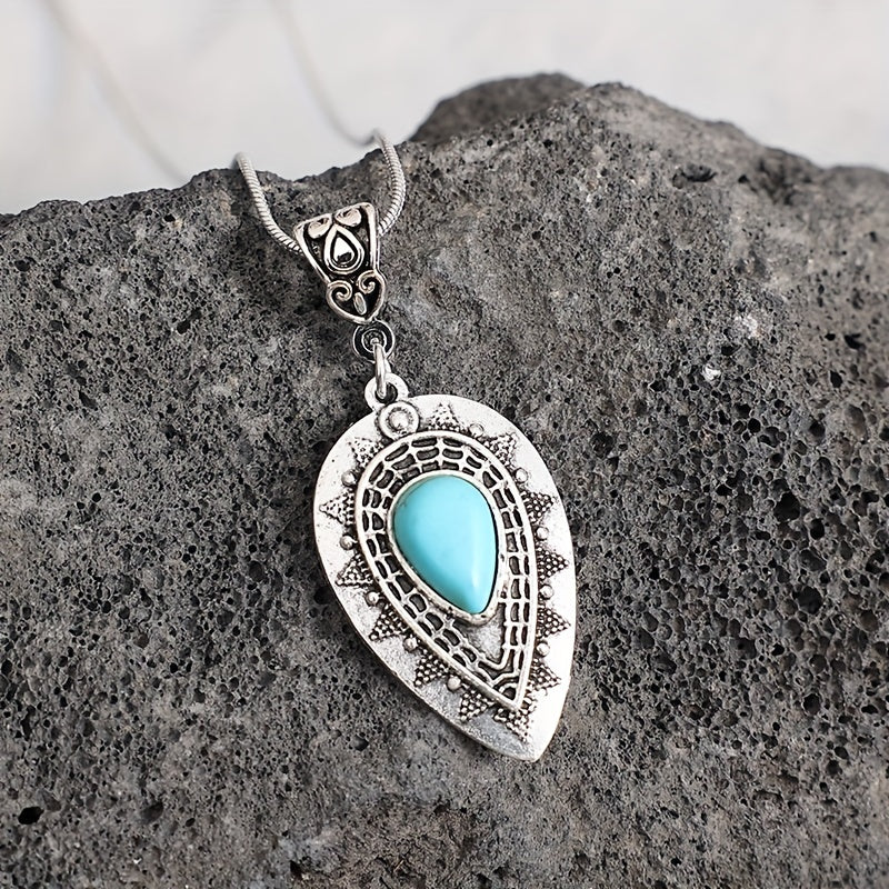 Arlisse Turquoise Teardrop Necklace | White Gold - Image 4