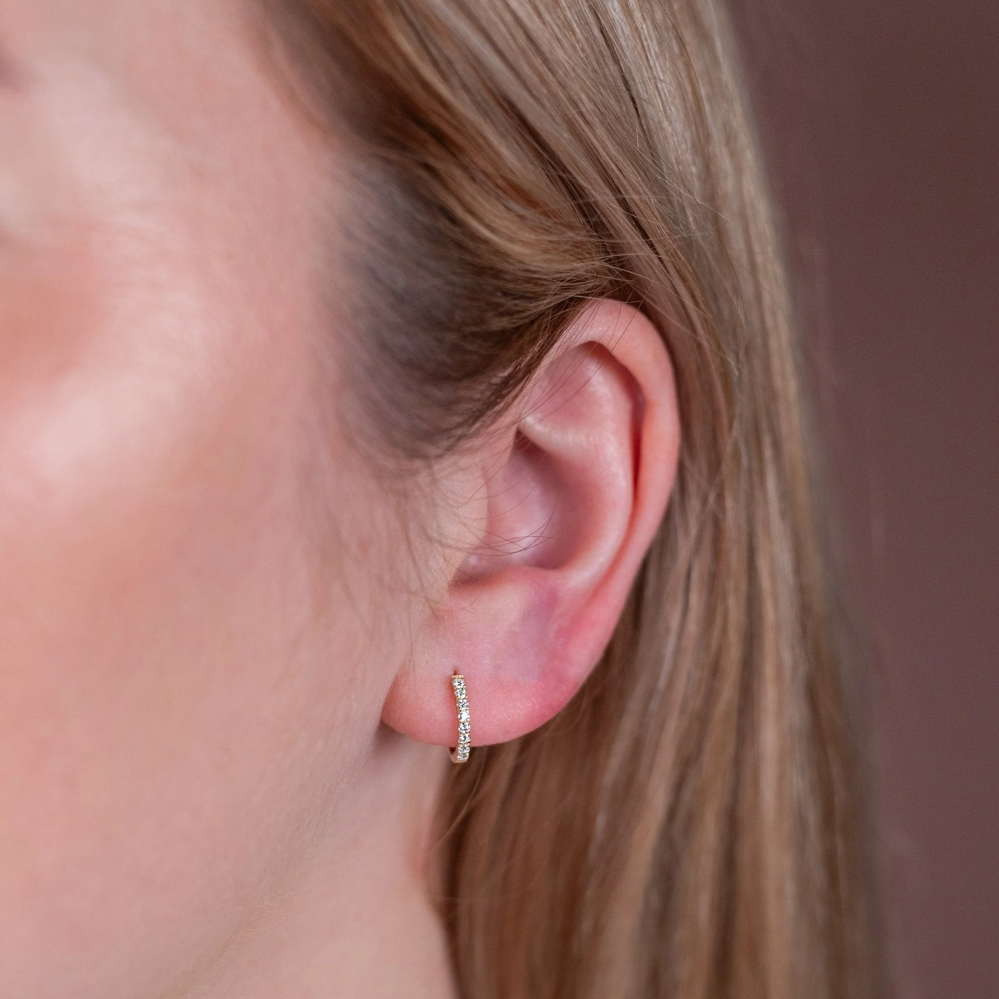 Pave Huggie Earrings | Gold - Image 2
