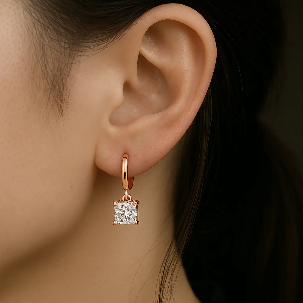 Aurora Square Drop Earrings | Rose gold - Image 2