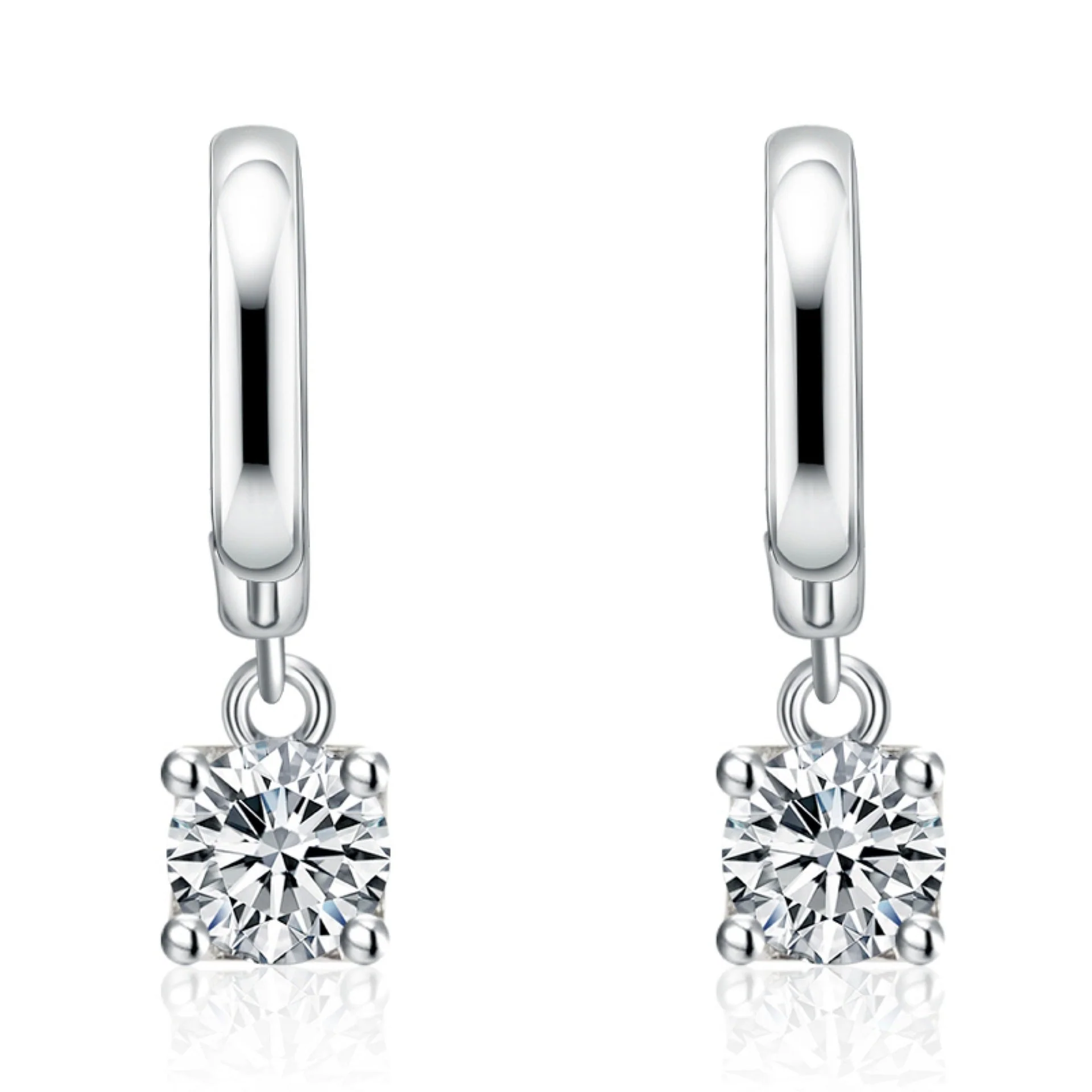 Aurora Square Drop Earrings | White gold