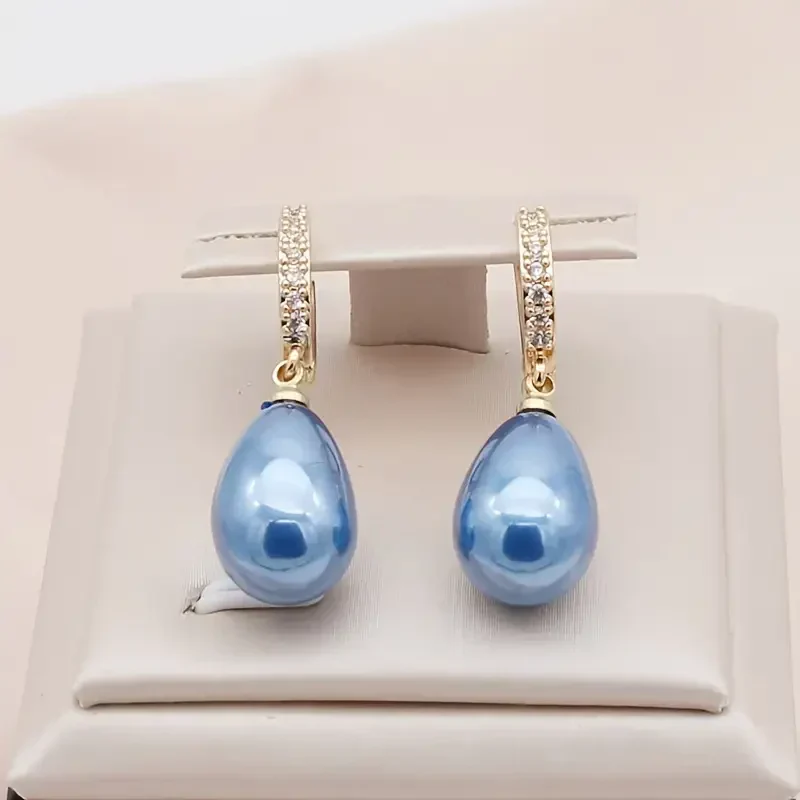 Blue Ocean Dew Earrings | Gold