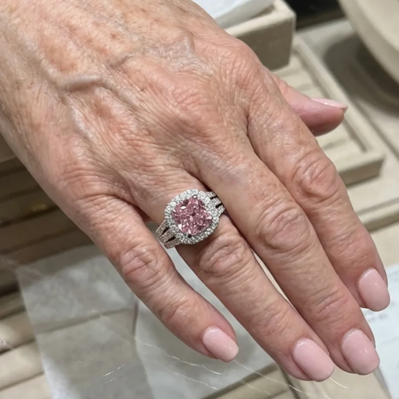 Blush Empress Halo Ring | White Gold - Image 2
