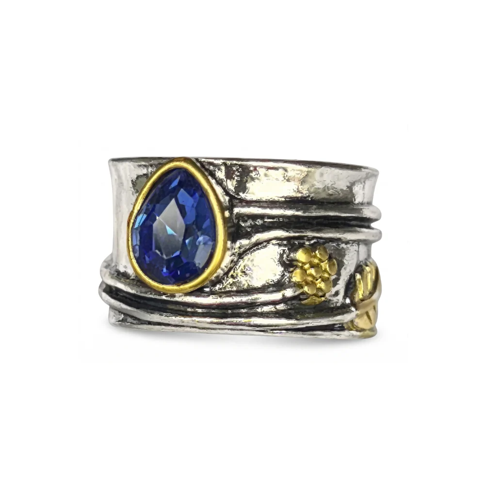 Bohemian Gemstone Meditation Ring | White Gold - Image 2