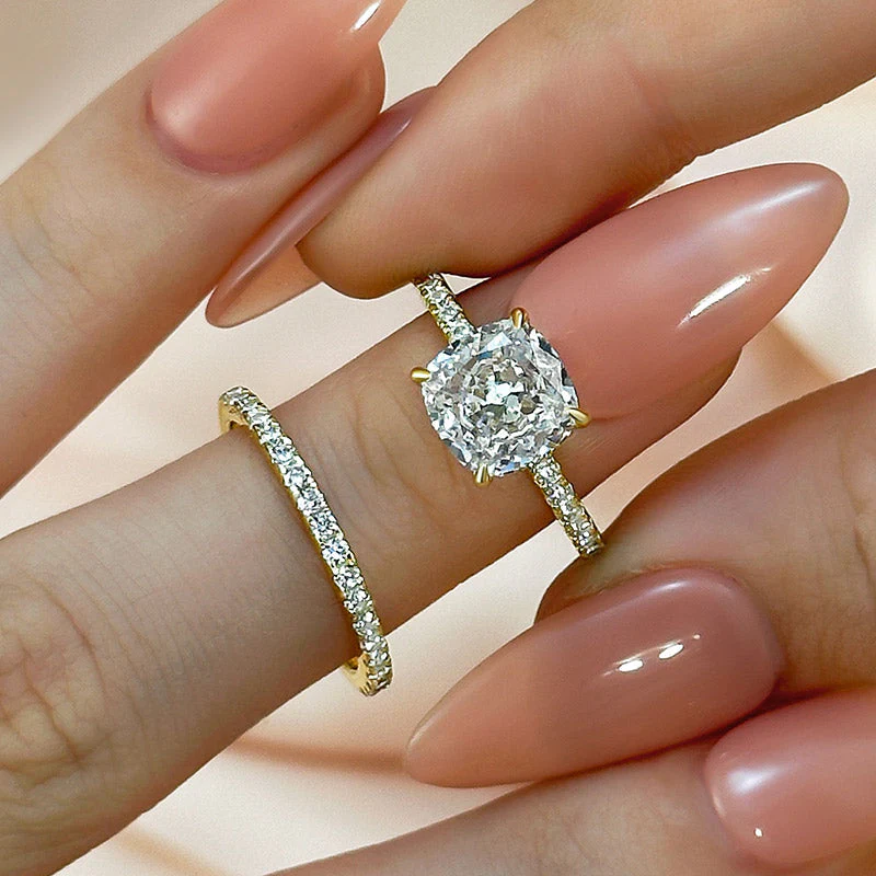 Bridal Cushion 2PC Ring Set | Gold