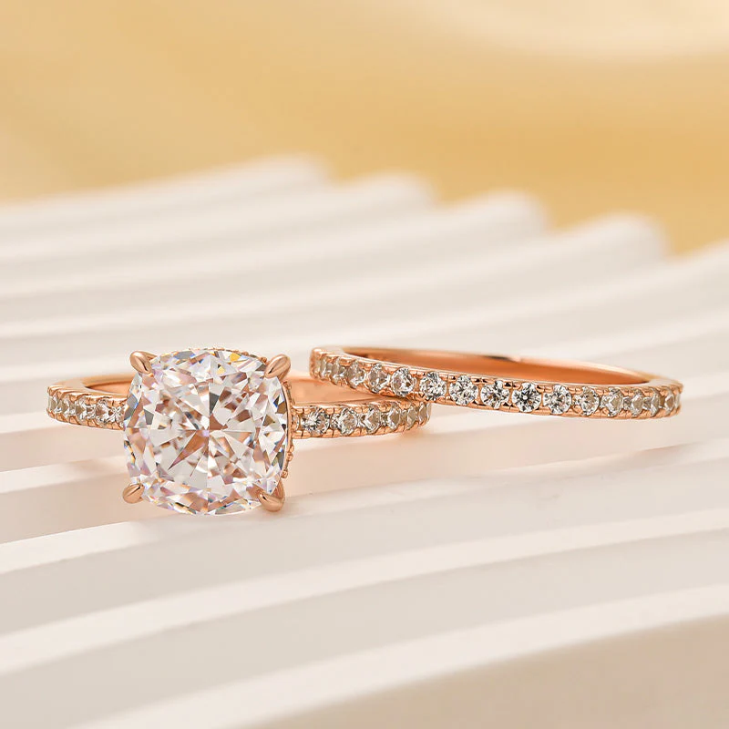 Bridal Cushion 2PC Ring Set | Rose Gold - Image 2