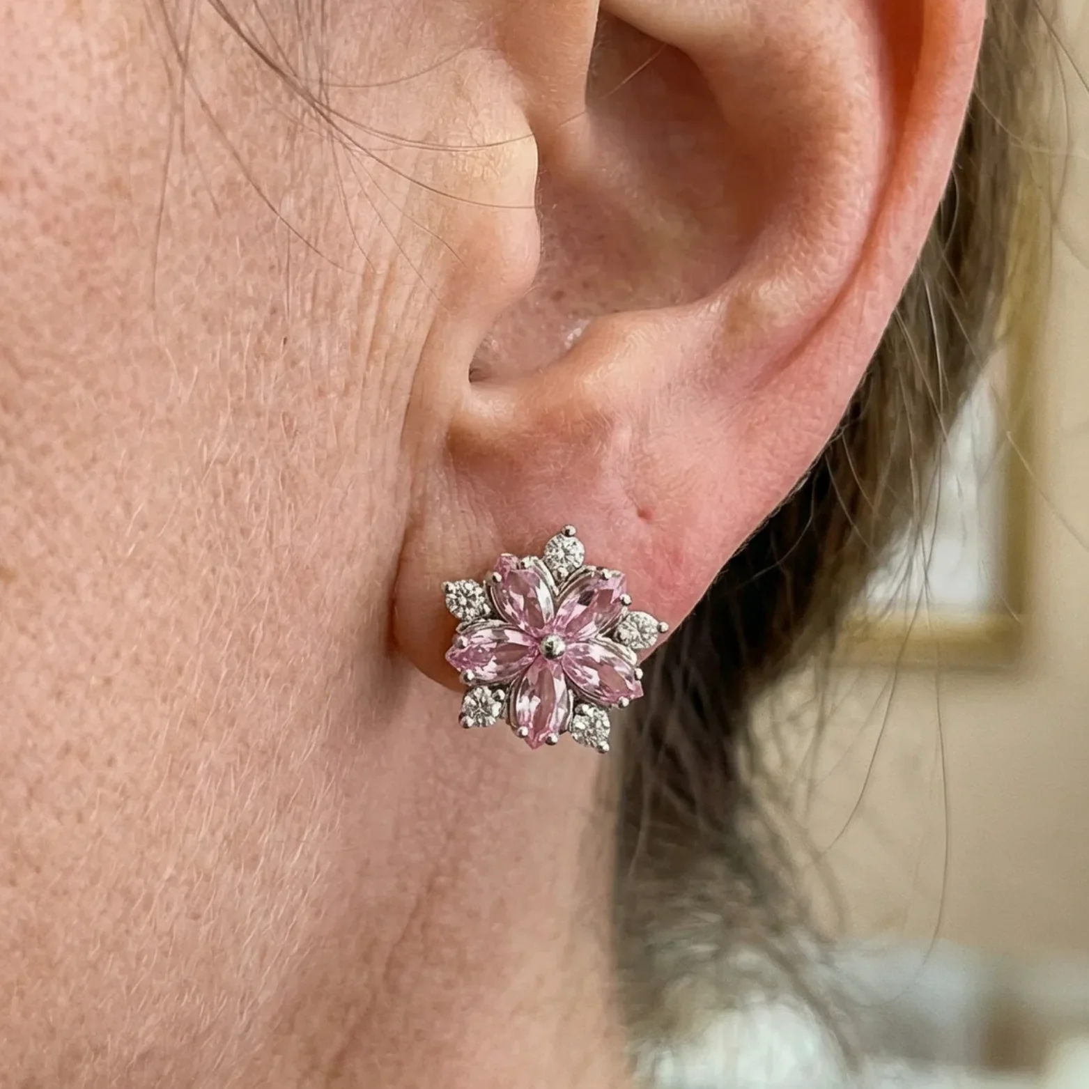 Cherry Blossom Earrings | White Gold - Image 2