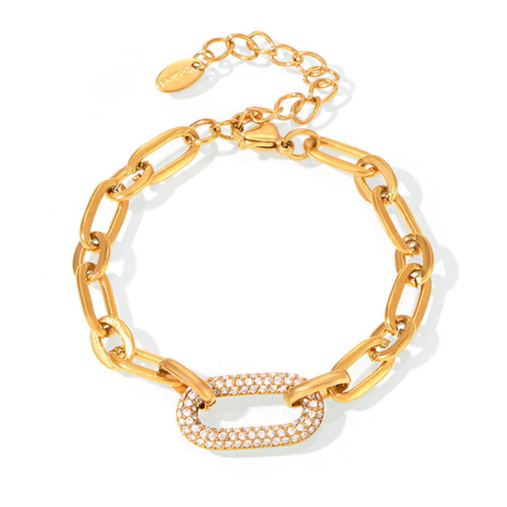 Paved Chunky Chain Link Jewelry Set | Gold - Image 7