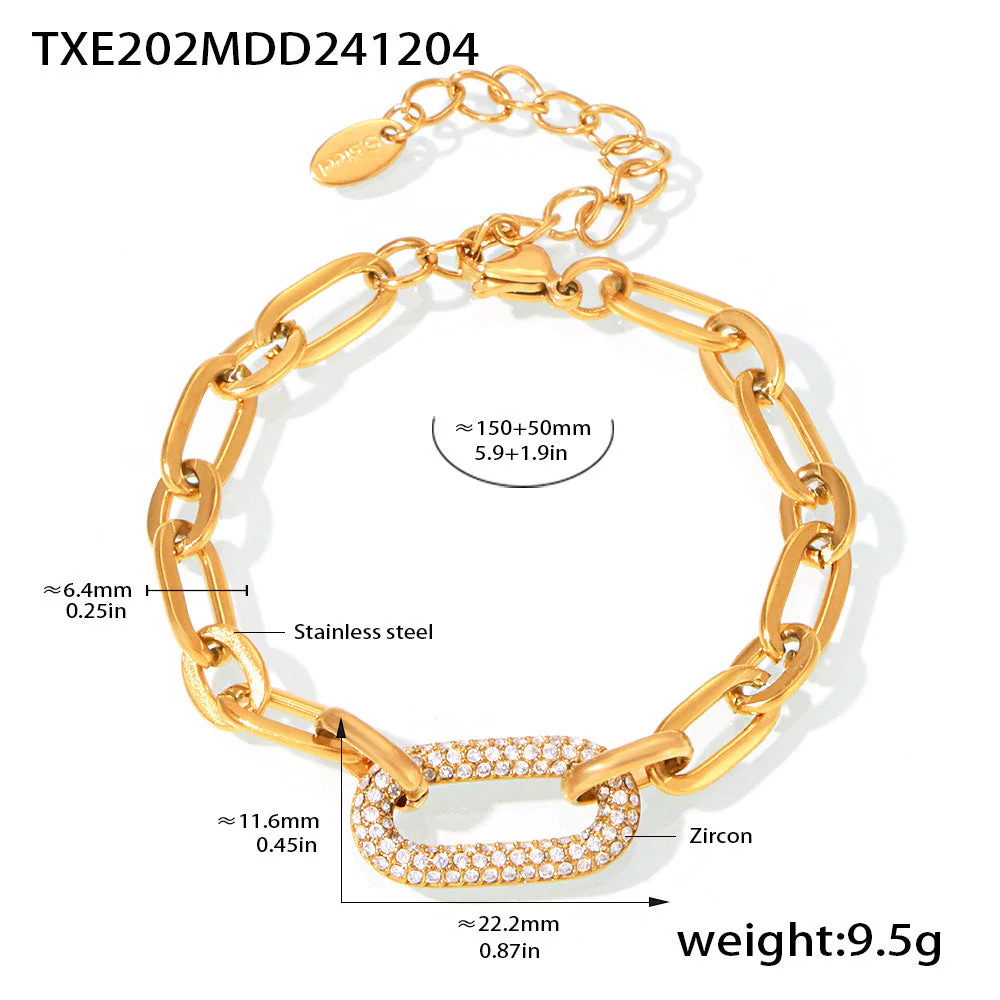 Paved Chunky Chain Link Jewelry Set | Gold - Image 8
