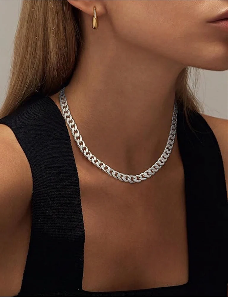 Chunky Cuban Link Necklace | White Gold - Image 3
