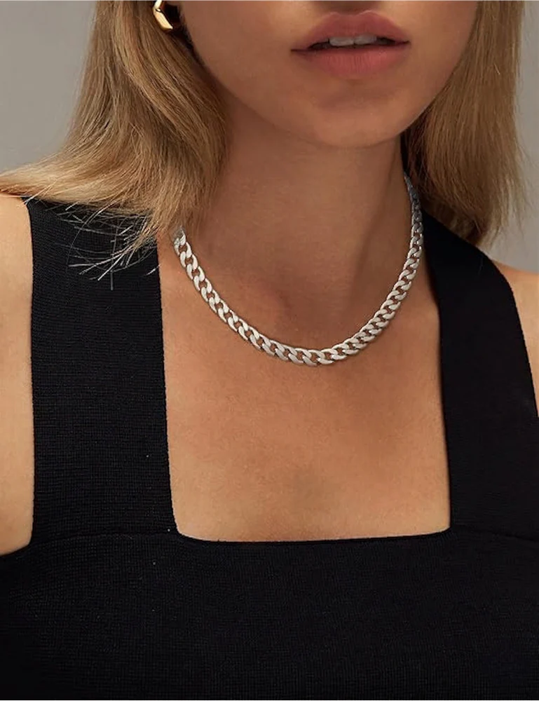 Chunky Cuban Link Necklace | White Gold - Image 4