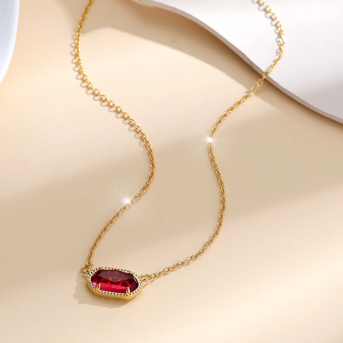 Classic Oval Ruby Necklace | Gold - Image 2