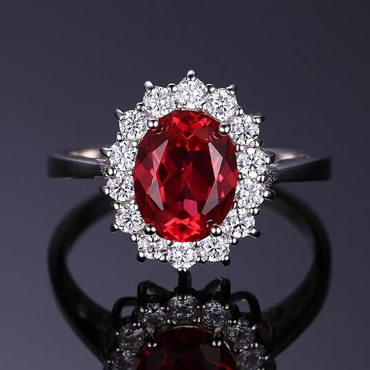 Classic Ruby Halo Ring | White Gold - Image 3