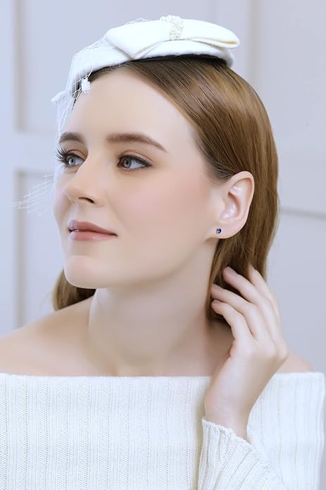 Classic Sapphire Stud Earrings | White Gold - Image 3
