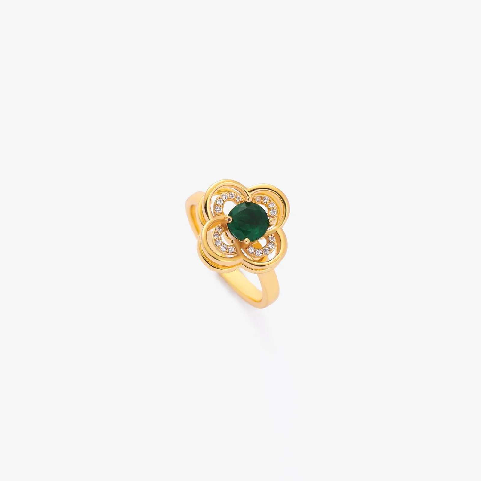 Clover Halo Emerald Spinning Ring | Gold