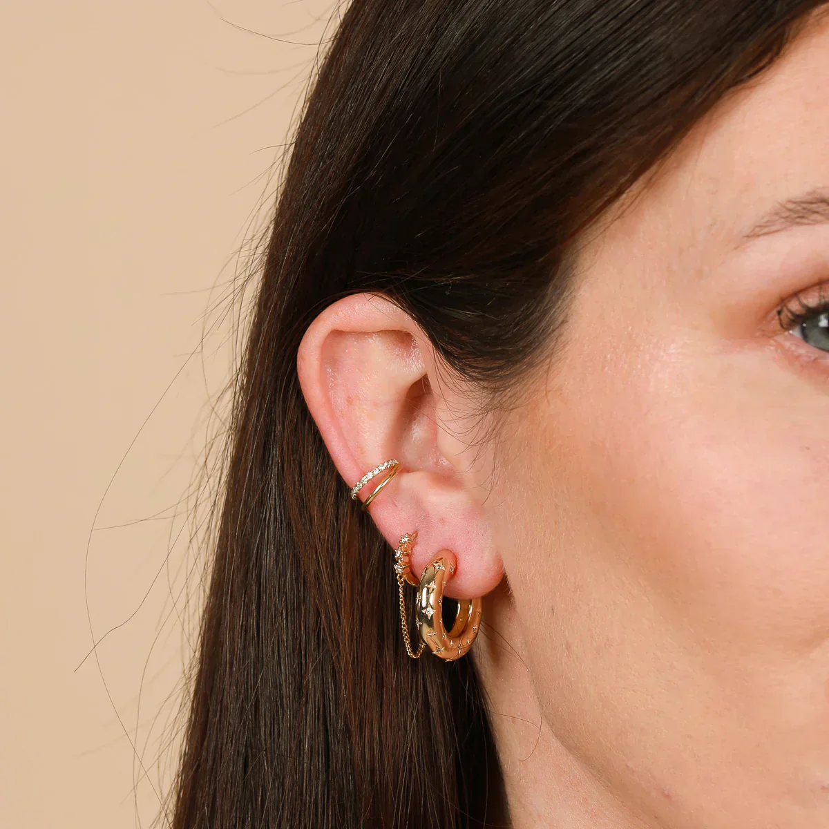 Cosmic Hoop Earrings | Gold - Image 3