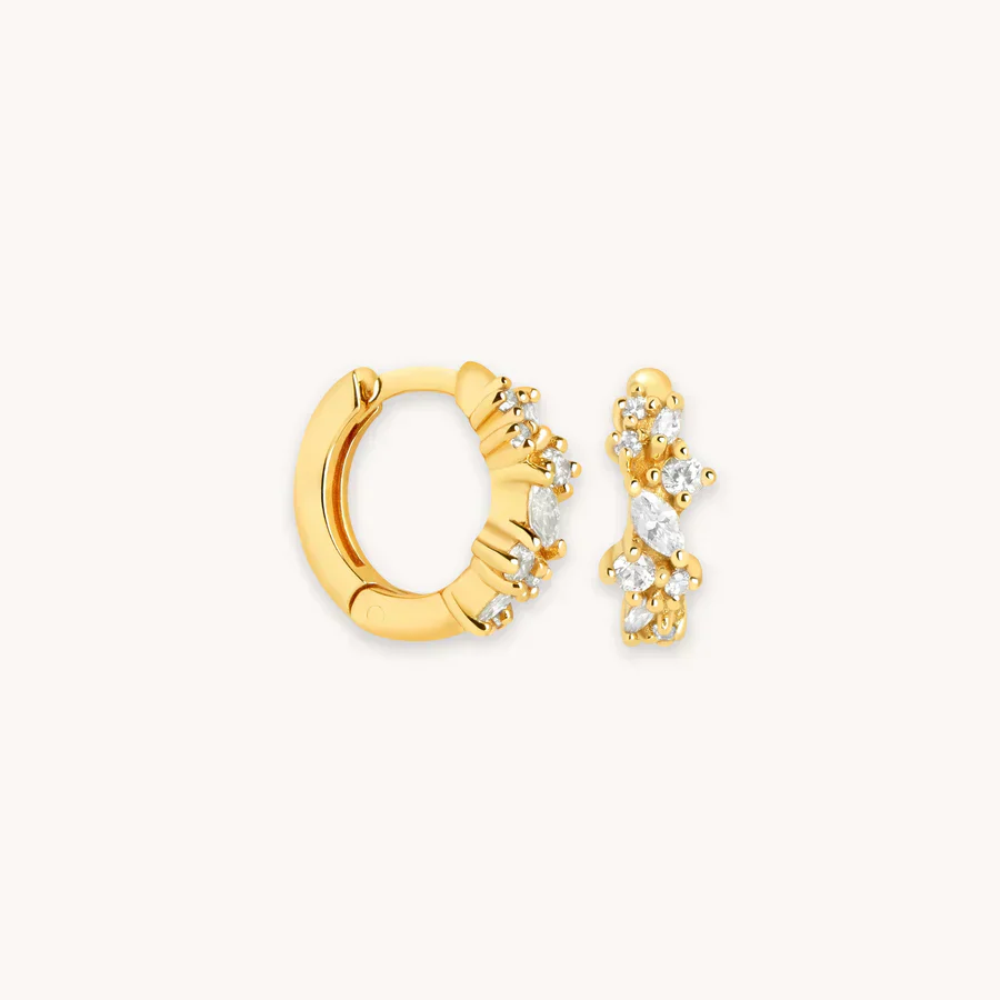 Crystal Cluster Huggies | Gold