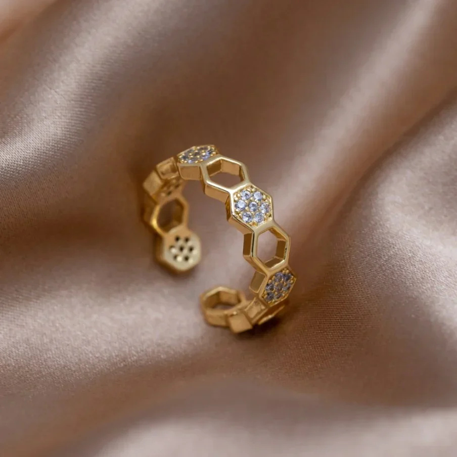 Crystal Honeycomb Ring | Gold - Image 3