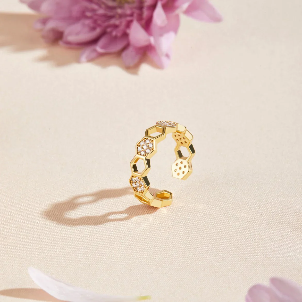 Crystal Honeycomb Ring | Gold - Image 4