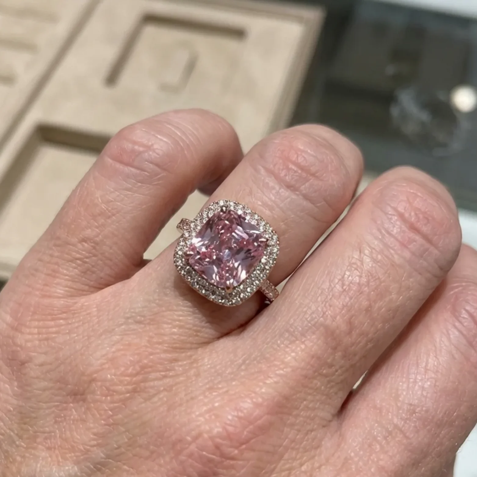 Cushion Pink Sapphire Ring | Rose Gold - Image 2