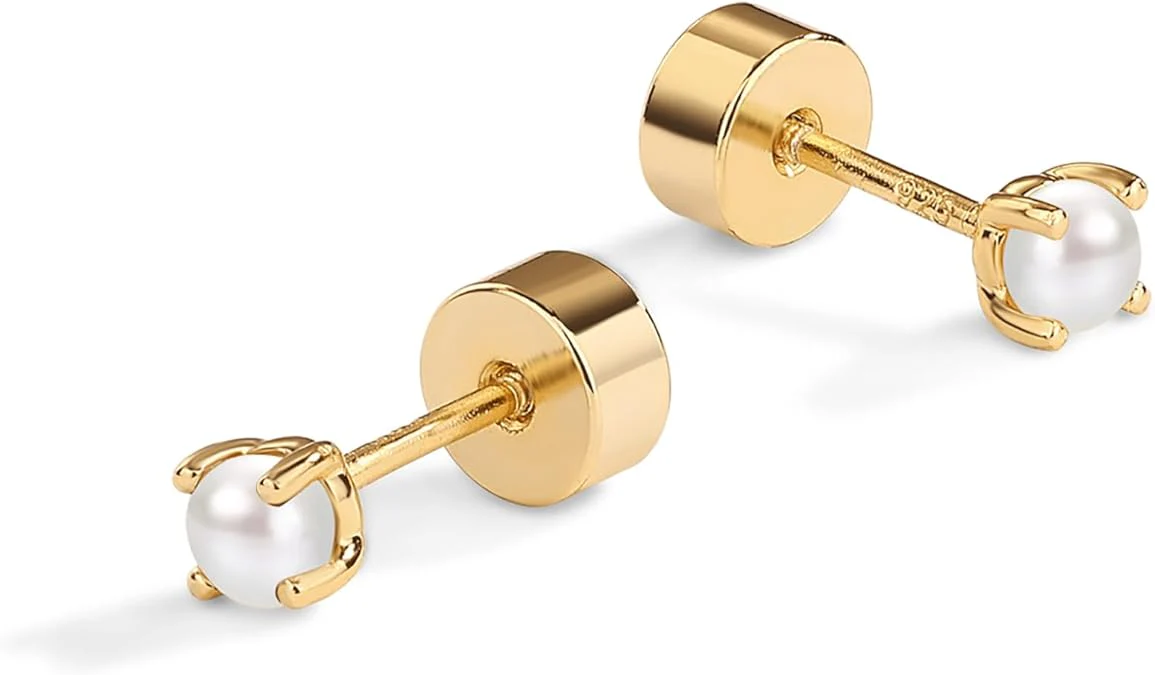 Dainty Pearl Studs | Gold - Image 2