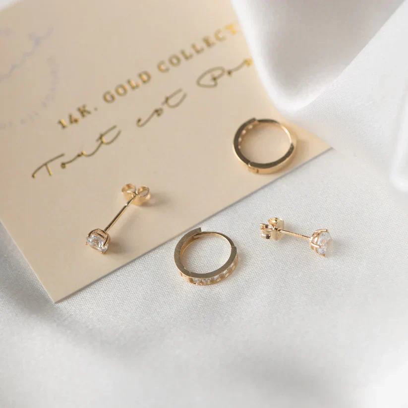 Dara Brillane Stone Earrings Set | Gold - Image 10