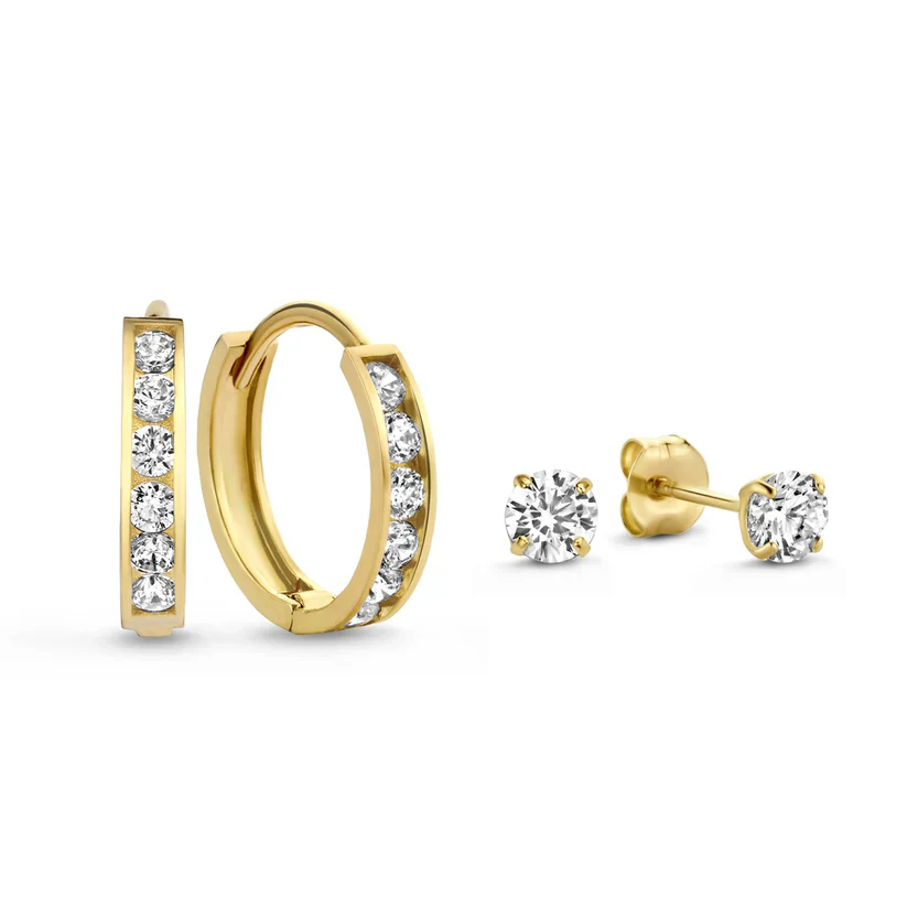 Dara Brillane Stone Earrings Set | White Gold - Image 2
