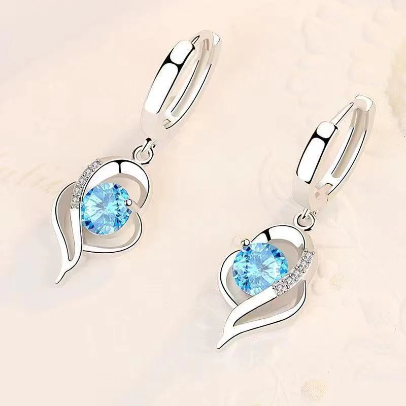 Eclipse Heart Drop Earrings | White Gold - Image 2