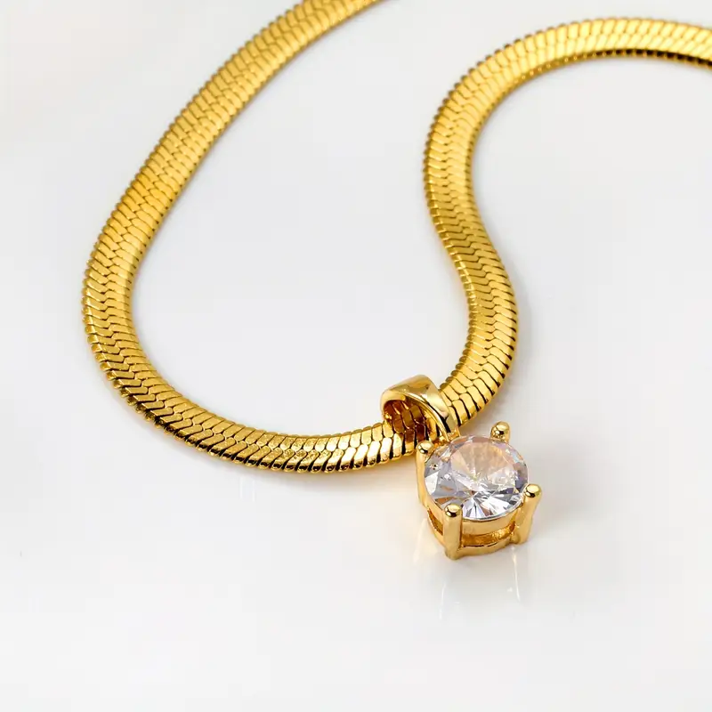 Elegant Rhinestone Pendant Necklace | Gold - Image 2