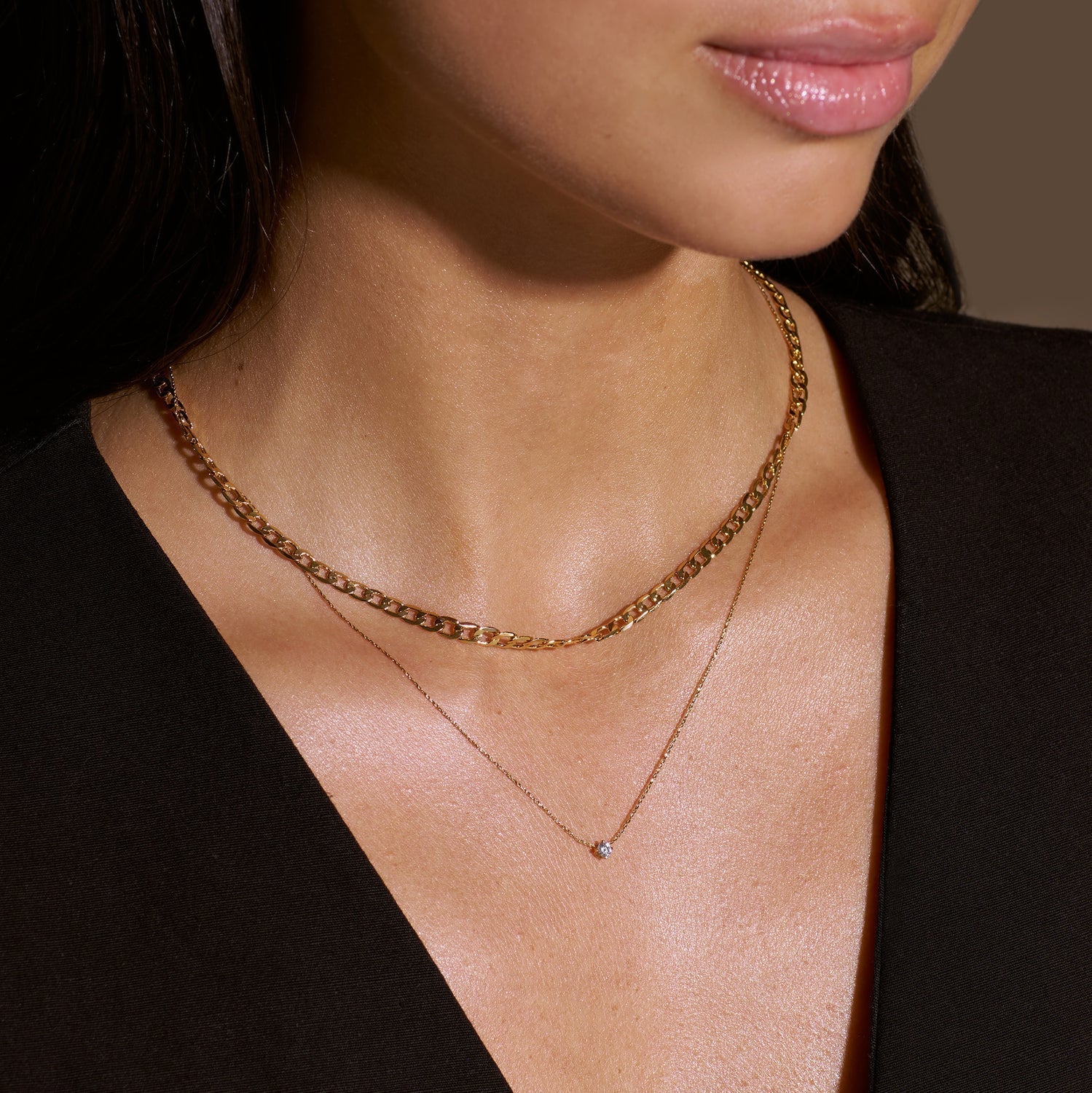Flat Link Curb Chain Necklace | Gold - Image 4
