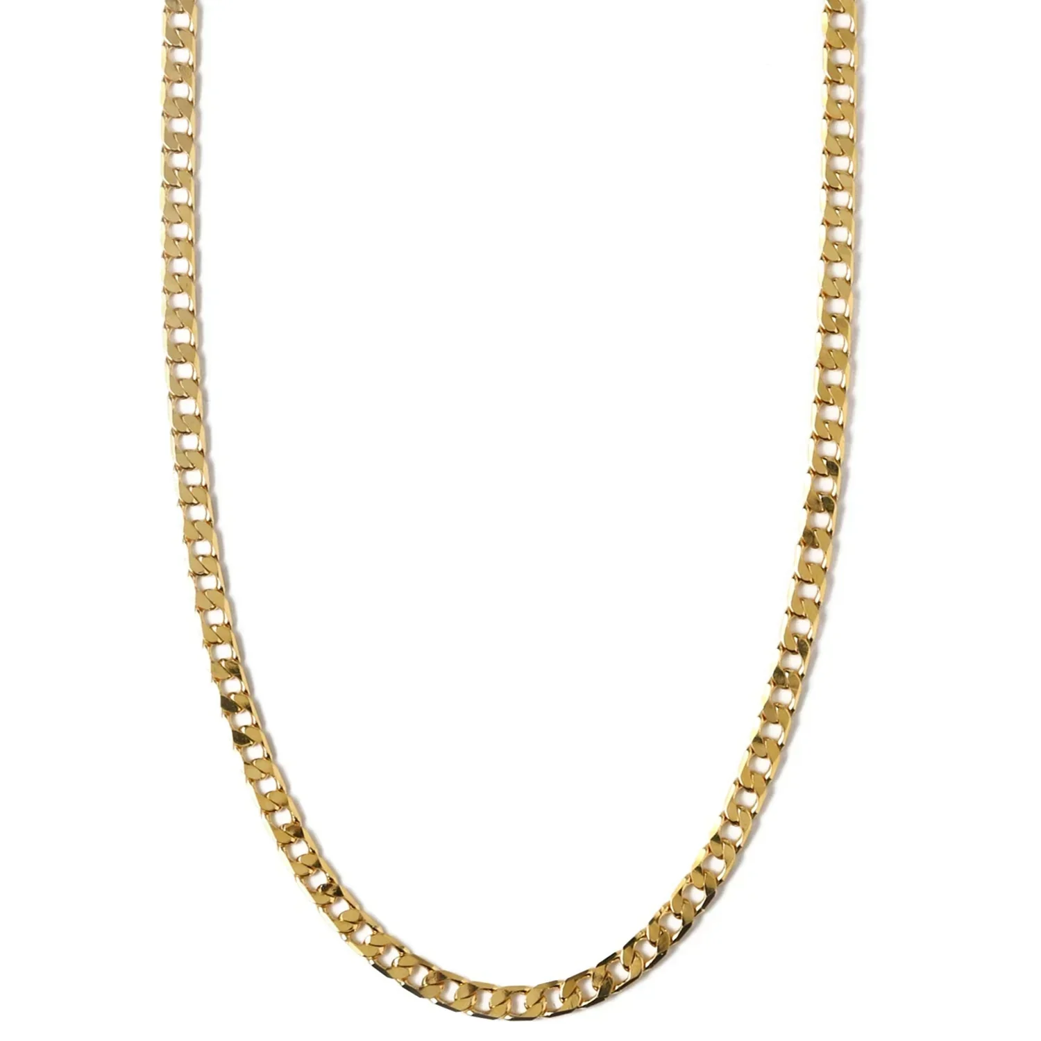 Flat Link Curb Chain Necklace | White Gold - Image 3