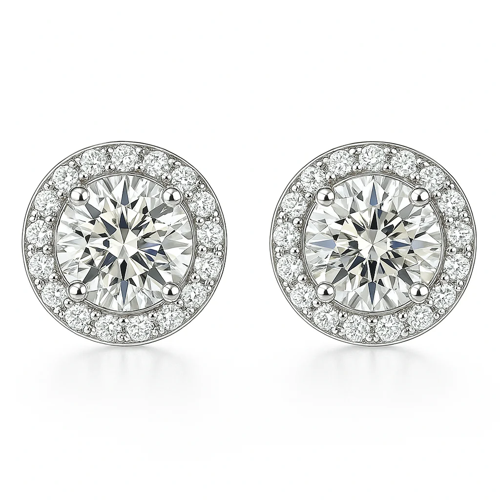 Glacé Glamour round Earrings | White gold