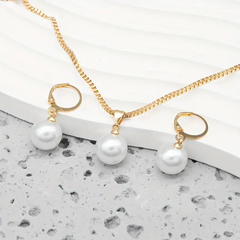 Golden Grace Pearl Jewelry Set | Gold - Image 4