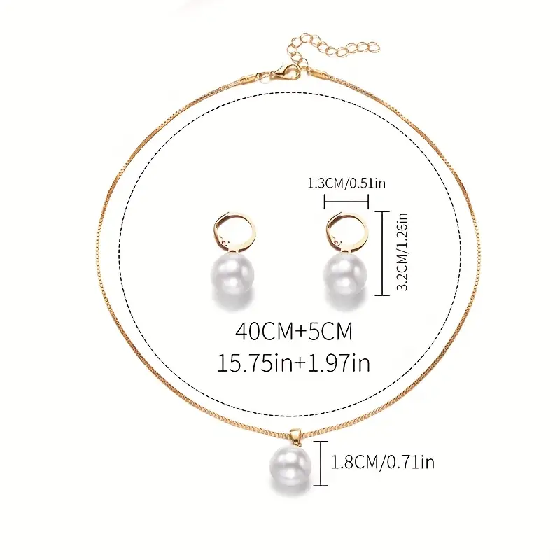 Golden Grace Pearl Jewelry Set | Gold - Image 11