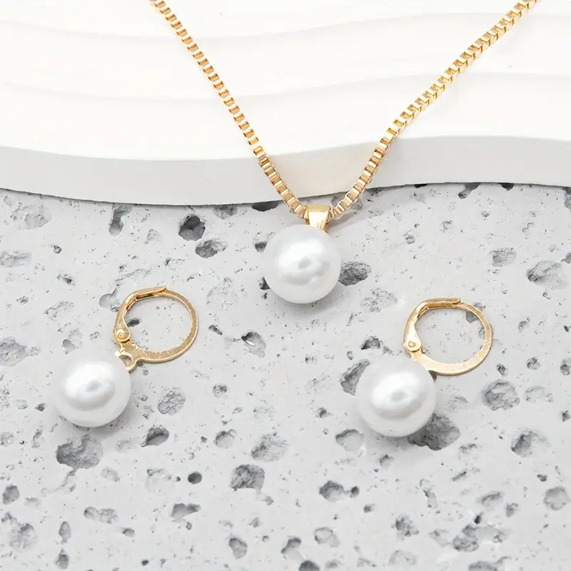 Golden Grace Pearl Jewelry Set | Gold - Image 5