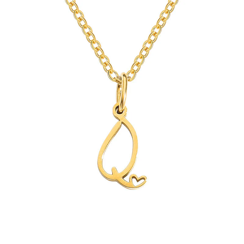 Heart Initial Necklace | Gold - Image 17