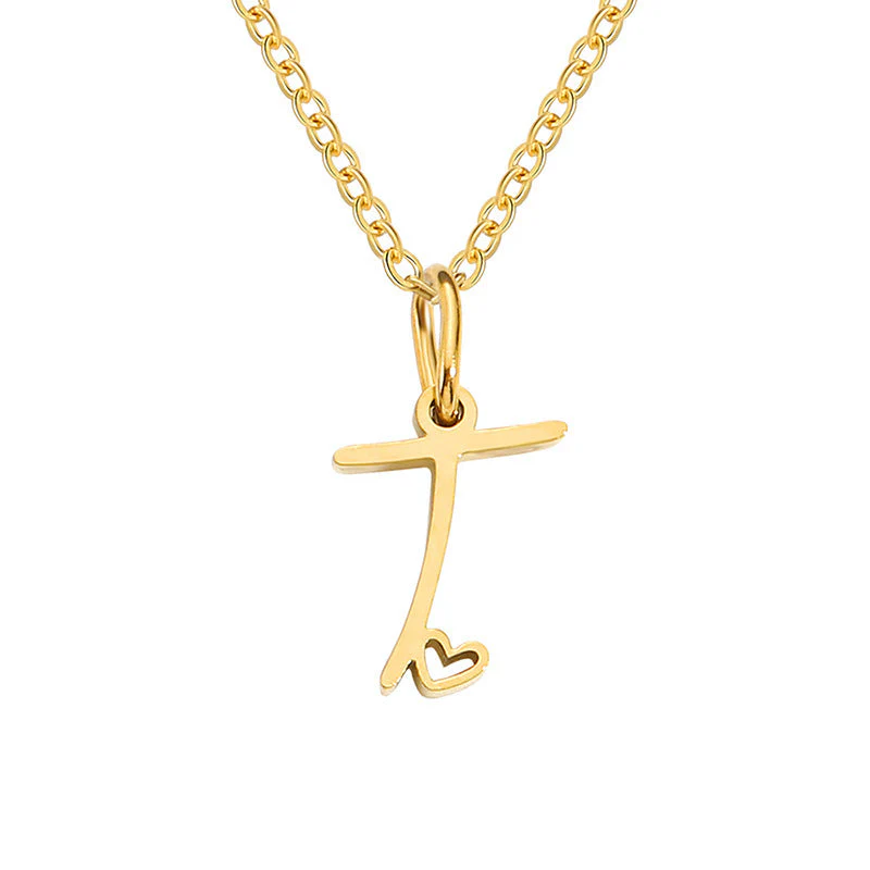 Heart Initial Necklace | Gold - Image 20
