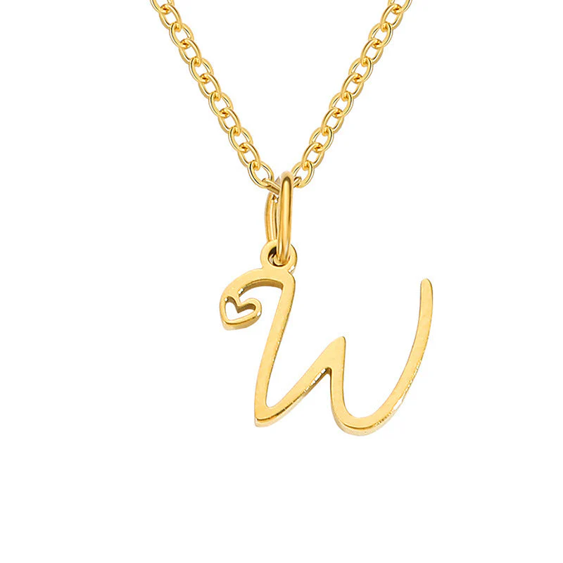 Heart Initial Necklace | Gold - Image 23