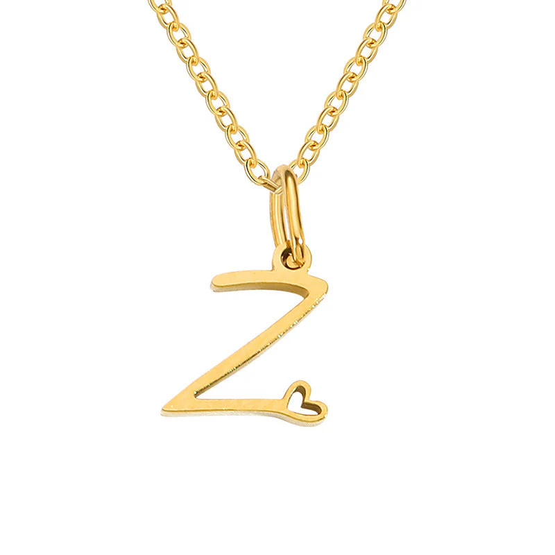 Heart Initial Necklace | Gold - Image 26