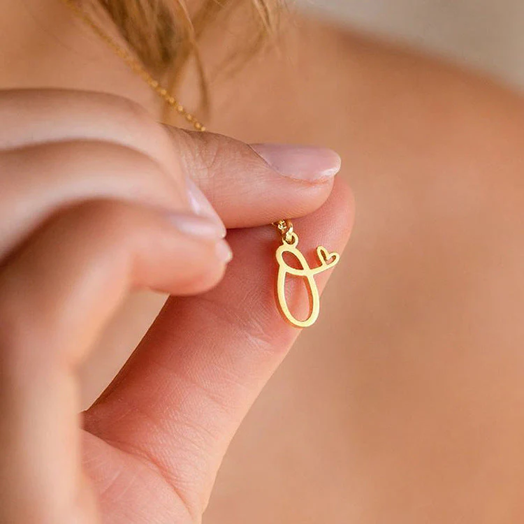 Heart Initial Necklace | Gold - Image 27