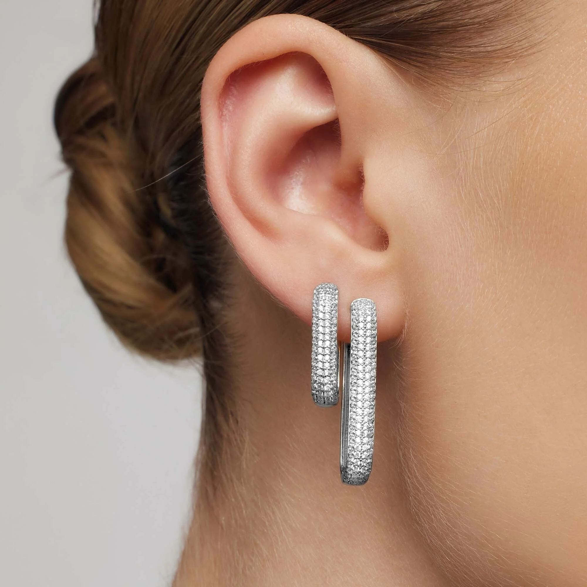 Icon Pavé Hoops | White Gold - Image 2