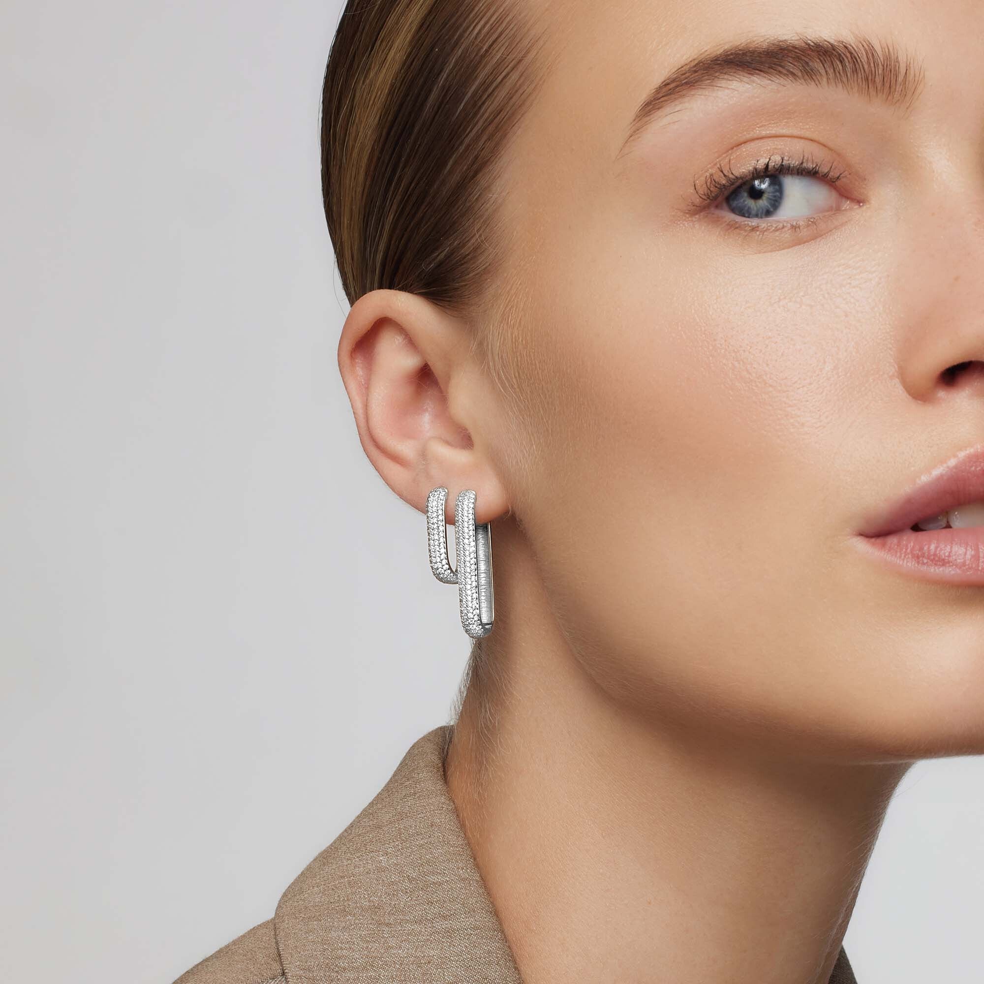 Icon Pavé Hoops | White Gold - Image 3