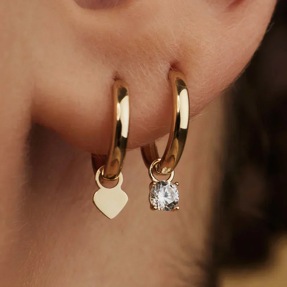 Larmes de Lune Stone Hoop Earrings | Gold - Image 3