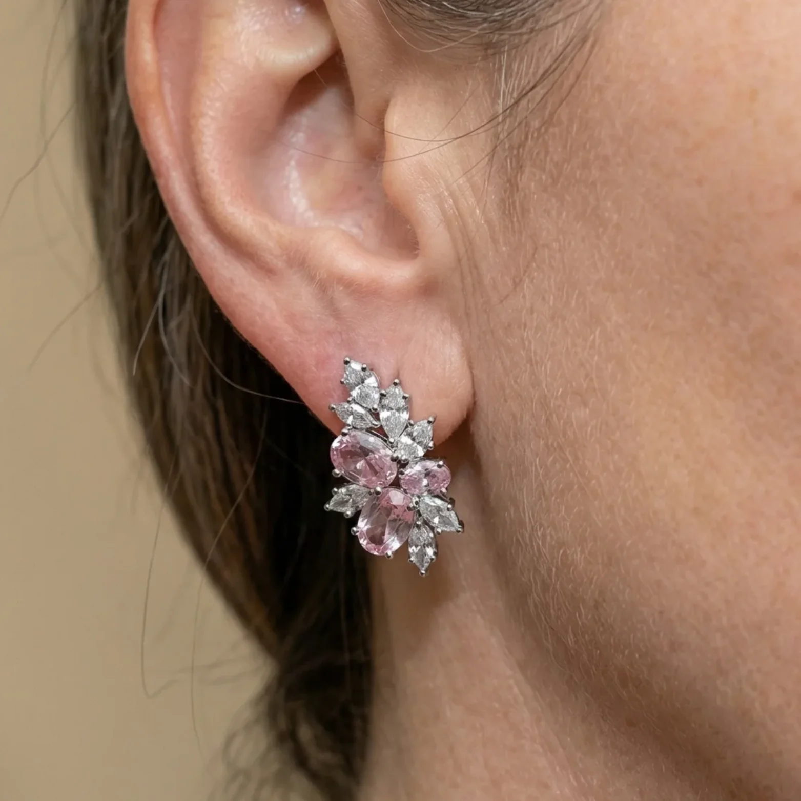 Lyra Blushbloom Earrings | White Gold - Image 2