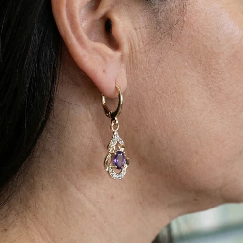 Moonlit Amethyst Teardrop Earrings | Rose Gold - Image 2