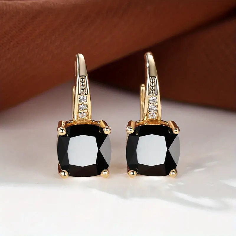 Mystic Sapphire Stone Hoop Earrings | Gold - Image 4